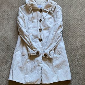 LOFT Cream Trench Coat with Button Accents